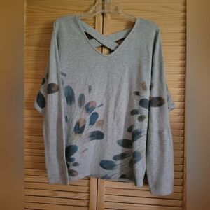 Phil Love Super Soft sweater blouse light weight size small criss cross back